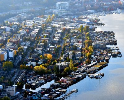 Morning Haze on Lake Union, Fall Colors in East Lake and Seattle Floating Homes, Seattle, Washington 124 