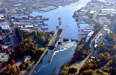 Ballard (Hiram M. Chittenden) Locks, Ballard Locks Fish Ladder, Carl S. English Jr. Botanical Garden, Salmon Bay, Ballard, Commo