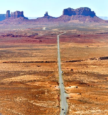 The Iconic Forrest Gump Point on Utah Highway 163 with Saddleback Mesa, King on his Throne, Stagecoach, Bear and Rabbit 