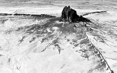 Shiprock NavajoTsé Bitʼaʼí, rock with wings or winged rock,  Shiprock Peak, Shiprock New Mexico 1107bw