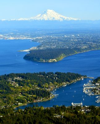 Gig Harbor, Point Defiance, Tacoma Dome, Dalco Passage, Ruston, Commencement Bay, Puget Sound, Port of Tacoma, Mount Rainier, Wa