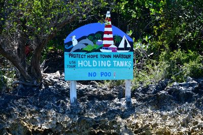 Warning Sign for Holding Tanks, Hope Town, Elbow Cay, Bahamas 336  