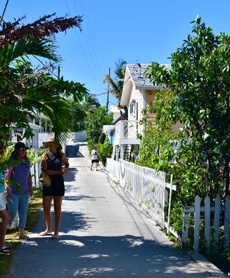 Walking on Back Street in Hope Town, Elbow Cay, Bahamas 638  