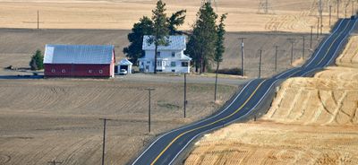 House and Red Barn on Rd O NW, North Rd NW, Waterville, Washington 1156