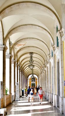 Columns and Arches and Lamps in Commerce Square, Lisbon, Portugal 305