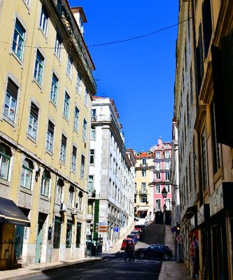 Colorful Buildings on Rua de Sao Juliao, Lisbon, Portugal 316