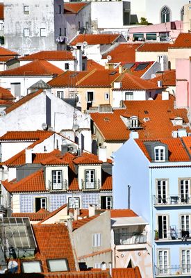 Terra Cotta Roof and Iron Balconies in Lisbon Portugal 537
