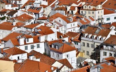 Terra Cotta Roof and Iron Balconies in Lisbon Portugal 544