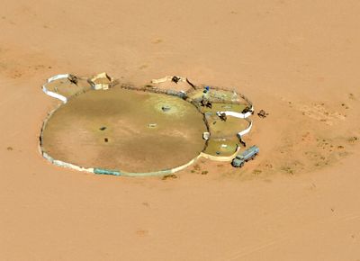 Camel Corral in desert, Ushairat Sudair, Saudi Arabia 894