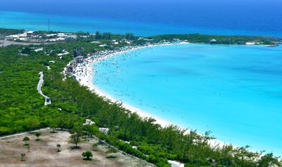 Cruise Ship passengers at Hall Moon Beach and Half Moon Cay, Little San Salvador, Bahamas 405