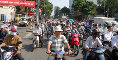 Heavy Traffics on D Tran Hung Dao street, Saigon, Vietham 205  