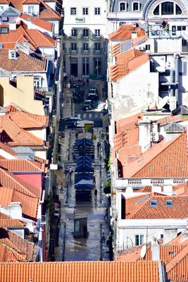 Looking down at Rua da Assuncao, Lisbon, Portugal 123