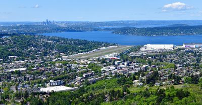 City of Renton, Cedar River, Boeing Renton Factory, Lake Washington, Mercer Island, Seward Park, I-90 Bridge, Downtown Seattle,