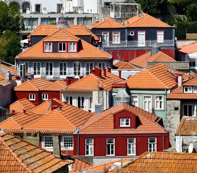 White Doors and Red Outlanes, Terra Cotta Roof, Porto, Portugal 878  
