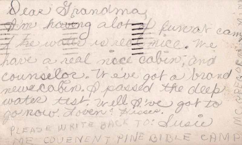 342) Susie's card from bible camp