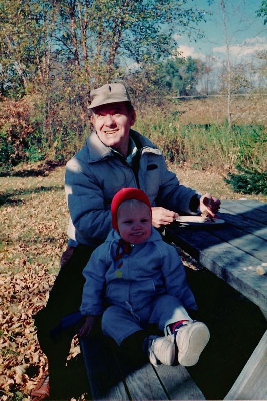 387) Grandpa Ray and James at the Arboretum.