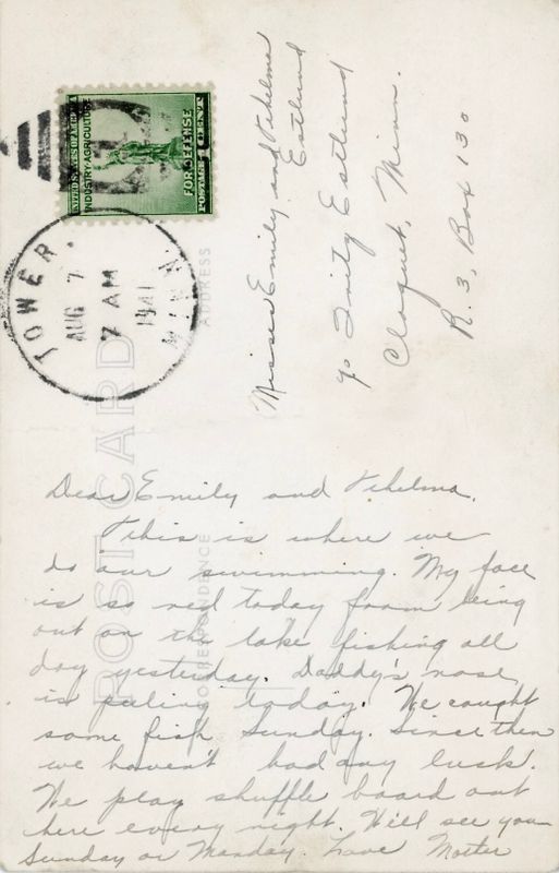 114) back of postcard. Aug 7, 1941