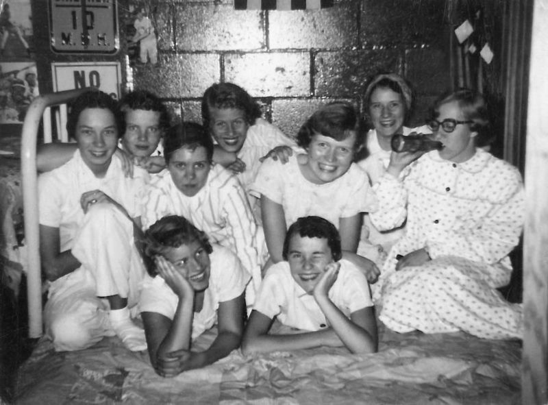240) The Slumber Party - Thelma front row, Emily back row