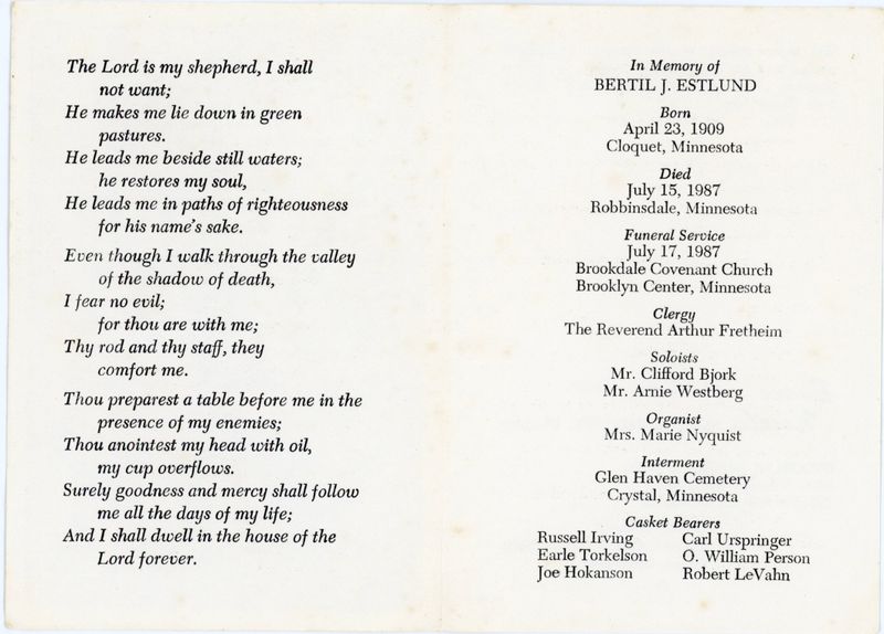 280) Bert's funeral card