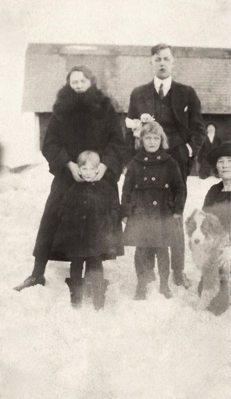 31) Aspland family and Hilda with dog.