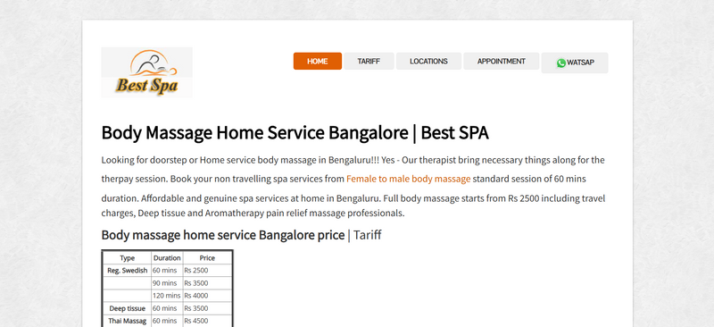 Female to male body massage home service Bangalore