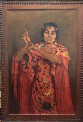 Juan Tellez 1883-1930 Flamenco Dancer Oil Painting 