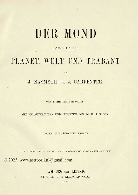 1884 Nasmyth und Carpenter - Der Mond betrachtet als Planet, Welt und Trabant 3e Ausgabe