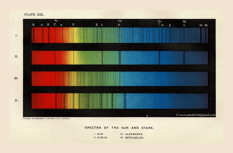 Plate XIII - Spectra of the Sun and of three Stars