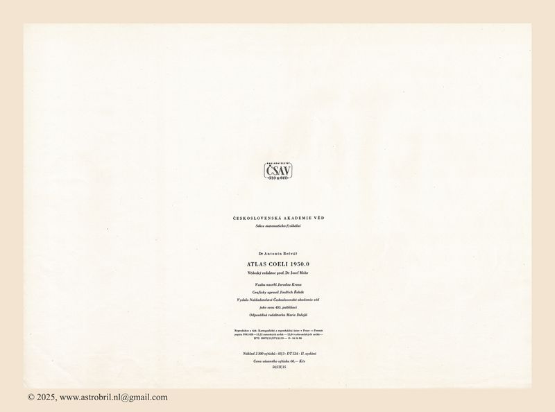 Atlas Coeli - colophon