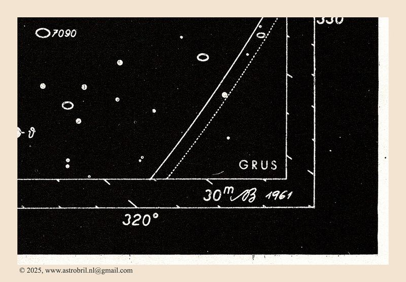 Atlas Coeli - Field edition - Plate XVI - initials Antonn Bečvř (AB) and year of making (1961)
