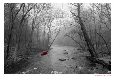 Red Canoe on Rivers Edge