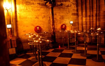 Candles inside Notre Dame Cathedral