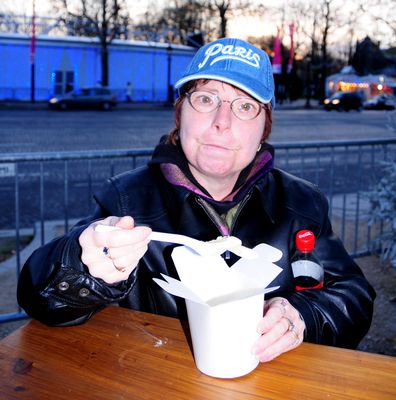 Michelle Eating her French Onion Soup