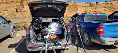 The evening before bed (yes, the car) and observing site equipment