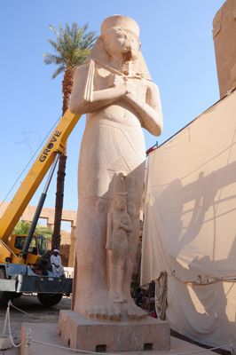 Statue of Ramses II with Nefertari at the Temple of Karnak