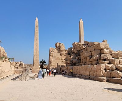 Obelisk of Thutmose I (left) and Obelisk of Hatshepsut (right) at the Temple of Karnak 
