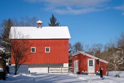 Red Barns in Snow