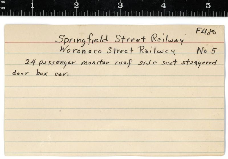 Springfield Street Railway Woronoco Street Railway No 5 F480 reverse