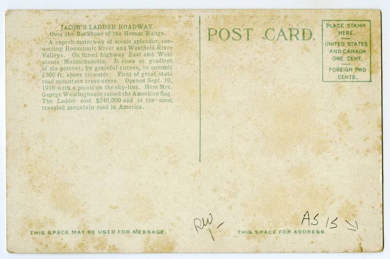 Chestnut Hill, Jacob's Ladder Roadway, Becket, Mass. reverse