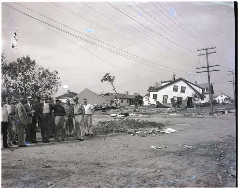 Hurricane Carol Sep 1954 - Gov. Herter surveys damage (3)