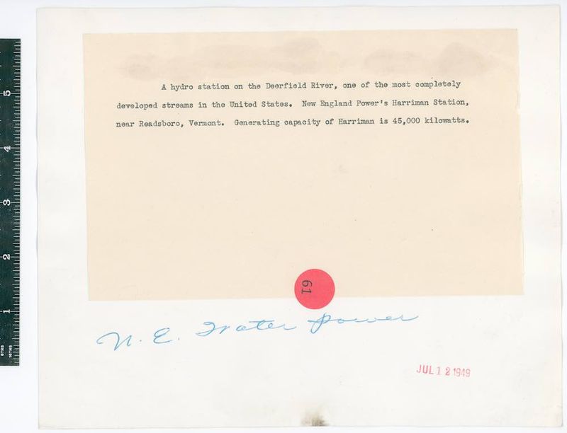 New England Power Company Harriman Station 11-4-41 #29718 reverse.jpg