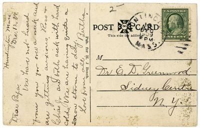Beach's Store, Woronoco, Mass. reverse