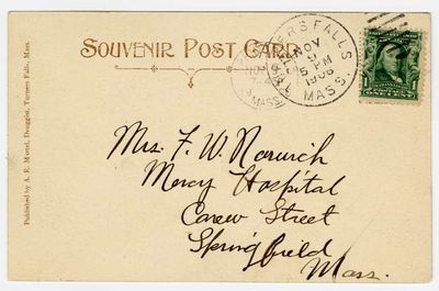 View of St. Anne's Parochial School and Church, Turners Falls, Mass. reverse