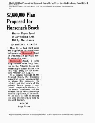 Horseneck state beach legislation Feb 1955 pg 1