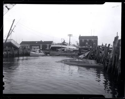 Hurricane Carol Sep 1954 (Myett) - Lees Wharf docks