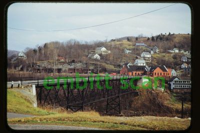 Original Slide, HT&W Hoosac Tunnel & Wilmington Readsboro VT Station Scene, 1950