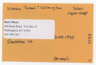 Hoosac Tunnel & Wilmington R.R. Readsboro Vermont Repair Shops. negative envelope
