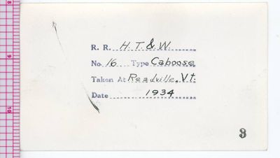 HT&W no. 16 Caboose Readville (Readsboro) Vt 1934 reverse