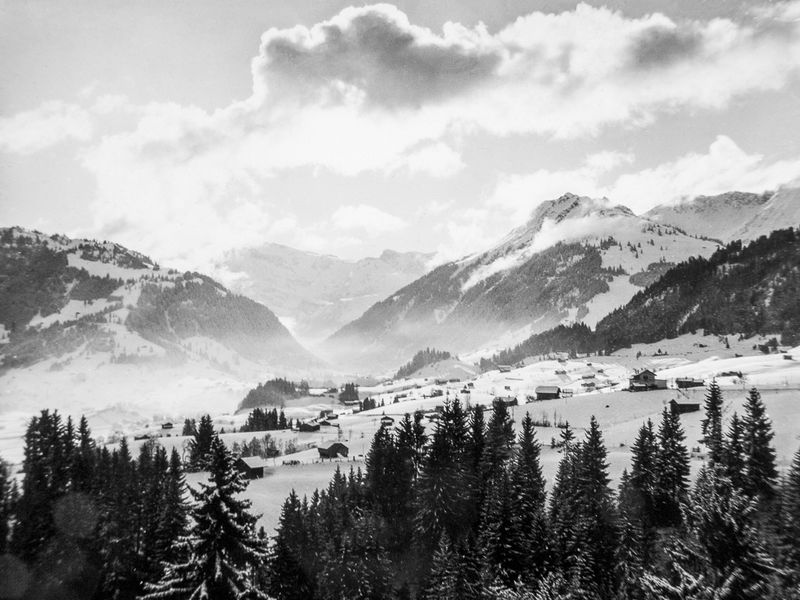 Winter 1924 gezicht op Gstaad