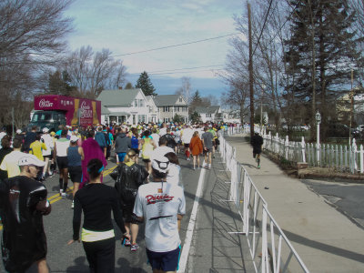The 1/2 mile walk from the Athlete's Village to the starting corrals